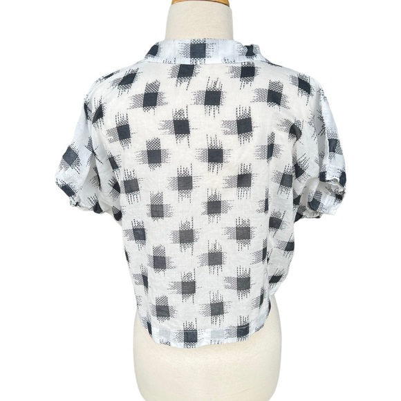 CP Shades Dolman Sleeve Popover Cotton Crop Top Square Crosshatch XS Boxy GUC - Picture 3 of 11